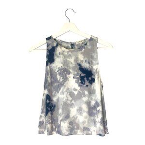 Aritzia Wilfred Blue Octave Floral Print Crop Top Size Small Watercolour